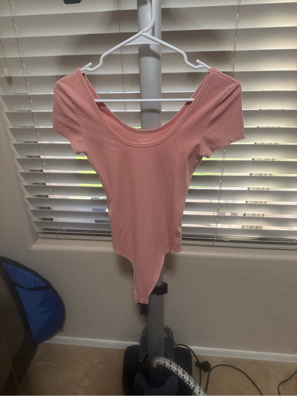 American Eagle Pink Ribbed Scoop Neck Bodysuit Women’s XS
